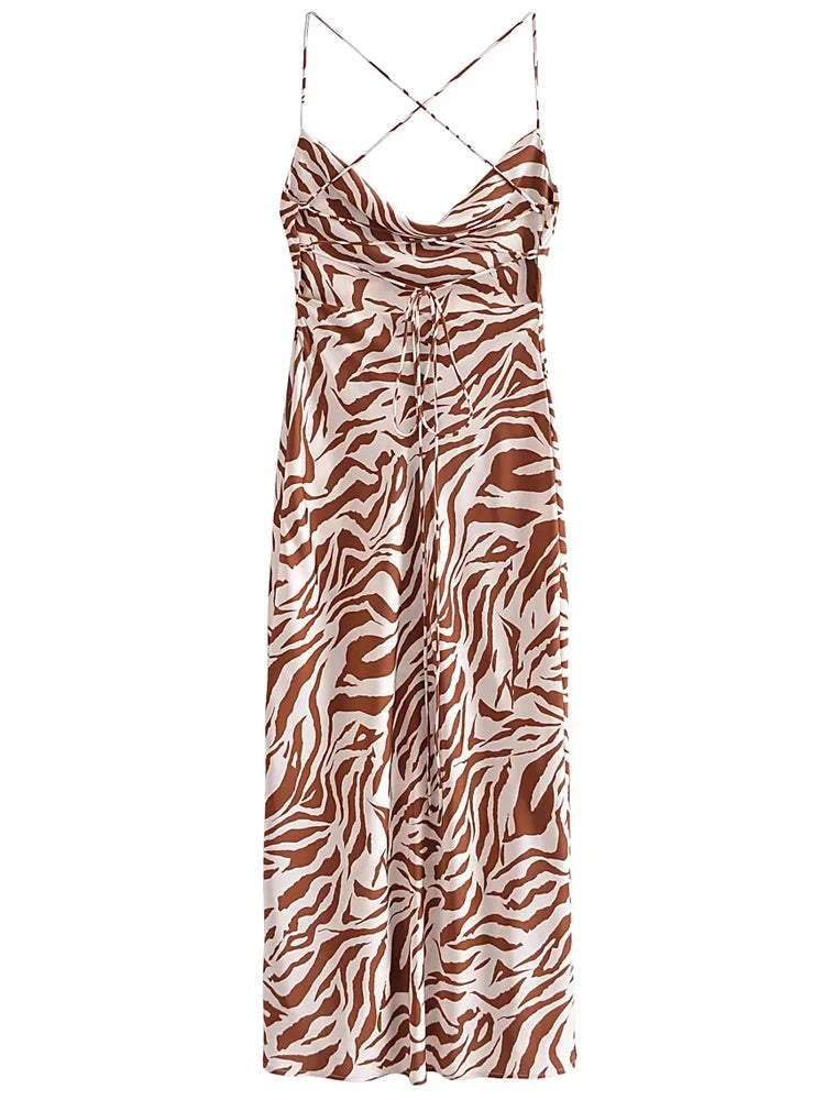 Zebra Stripe Satin Mini Dress